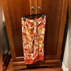 Zara Floral Orange and Red Skirt Size Medium